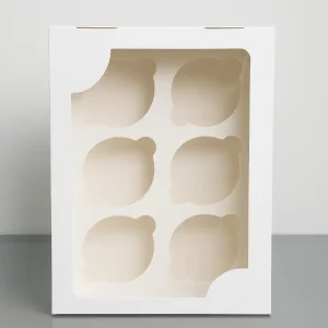 Caja blanca con ventana para 6 cupcakes repostería Ecuador