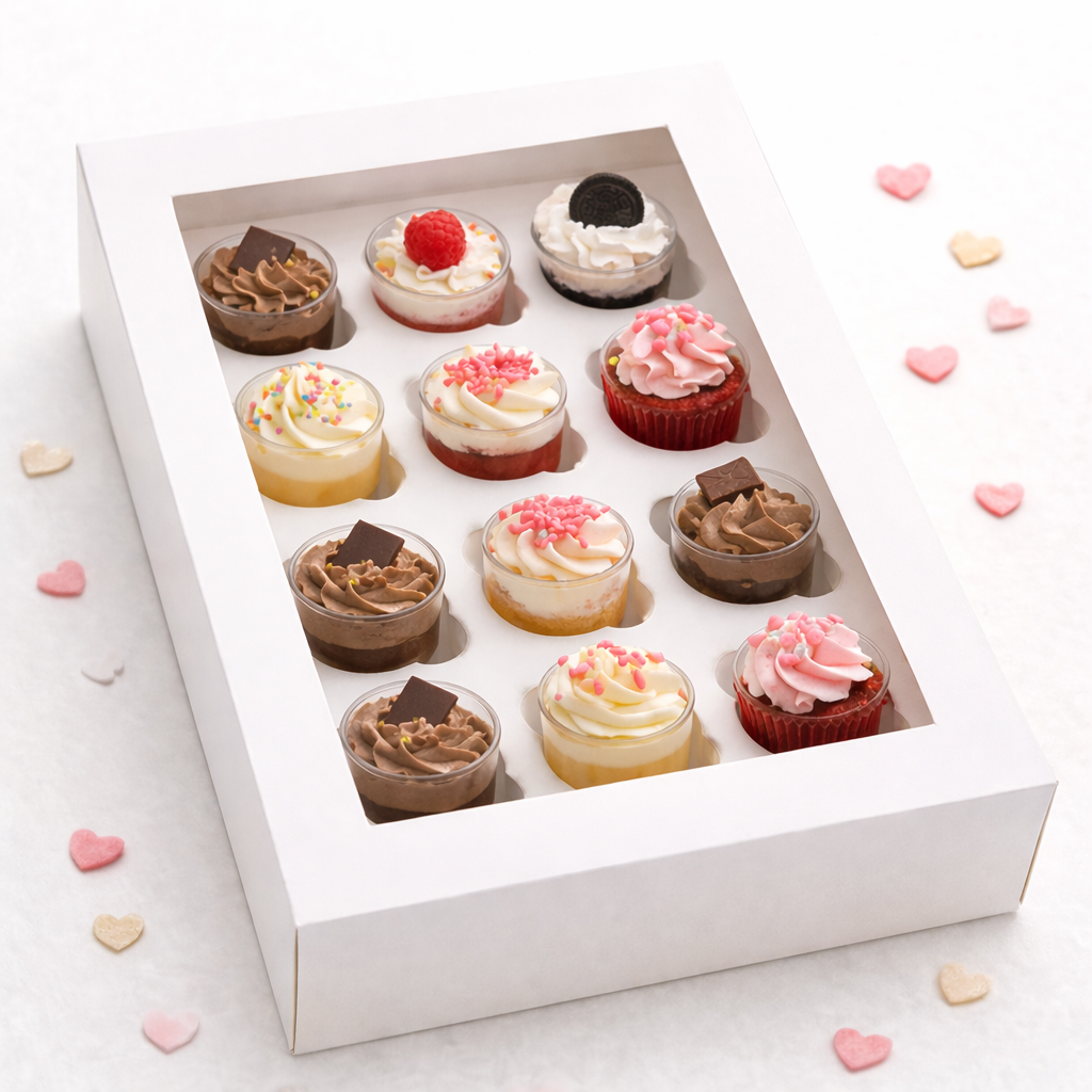 Caja Para Mini Cupcakes O Shots De Mousse (24 12 Espacios) | Repostería Quito Caja para mini cupcakes o shots de mousse (24 12 espacios) imagen 4