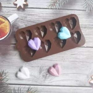 Molde De Silicona Corazón Geométrico 8 cavidades