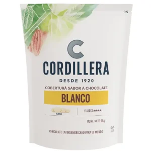 Cobertura sucedánea de chocolate blanco Cordillera 1kg para repostería en Quito Ecuador