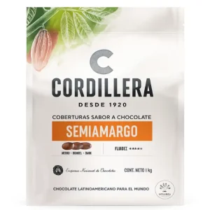 Cobertura sabor a chocolate Cordillera semiamargo 1kg para repostería y chocolatería en Quito Ecuador