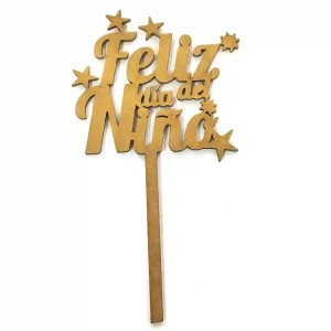 Topper Madera Feliz Día del Niño