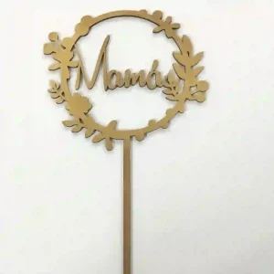 Topper Dorado Madera Mamá