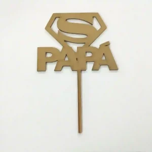 Topper Dorado Madera Súper Papá