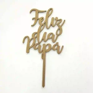 Topper Dorado Madera Feliz Día Papá