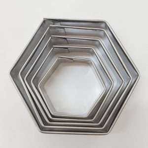 Set 5 Cortadores Hexágono de Acero Inoxidable de 4cm de alto