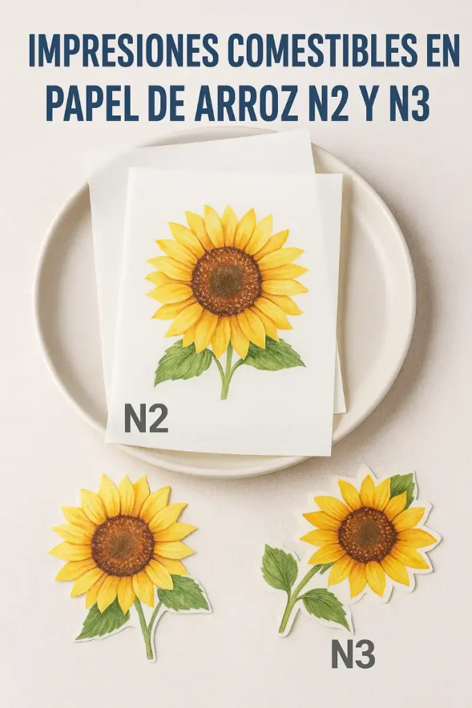 Comparación de impresiones comestibles en papel de arroz n2 y n3