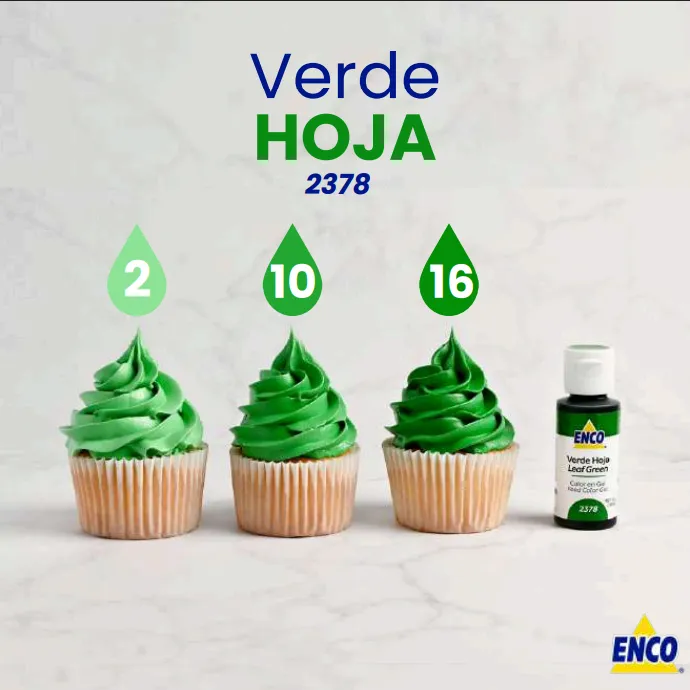Colorante En Gel Enco Gama Verde 40Gr | Repostería Profesional | Repostería Quito Colorante en gel enco verde hoja 40gr tonalidad– mrmoldshop quito ecuador