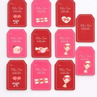 ETIQUETAS SAN VALENTÍN 3.8 × 7 CM (X11 UNIDADES)