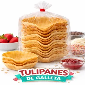 Tulipanes de barquillo para helado usados como copa comestible