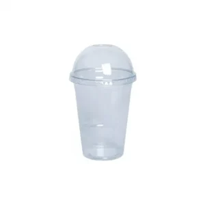 Vaso plástico transparente con tapa domo disponible en varios tamaños