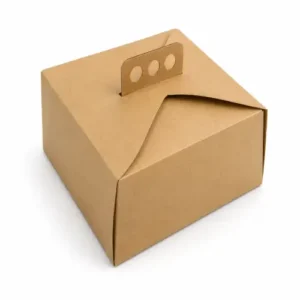 Caja kraft tipo lonchera con asa para transportar pasteles, tortas y postres