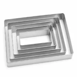 Set de 5 cortadores rectangulares de acero inoxidable de 4cm de alto para galletas y fondant